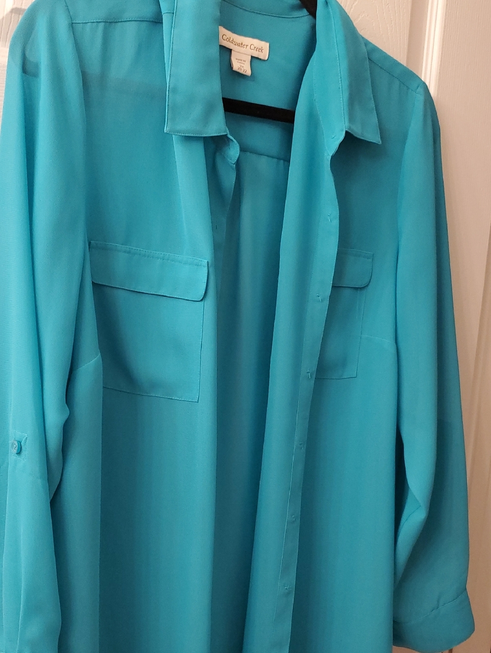 Coldwater Creek Bright Green Button-Front Blouse